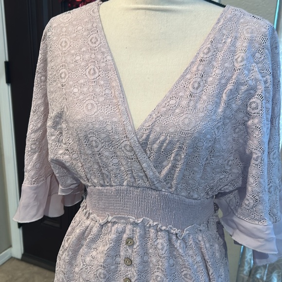 Lavender Dusty Rose Boho Lacey Mini Dress/Top - Picture 2 of 10